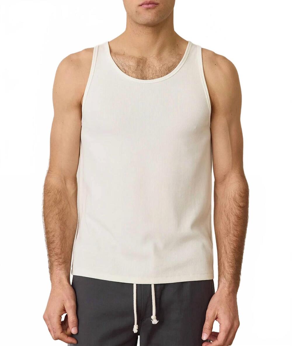 NEW MARINE LAYER men's carter ribbed tank top in white